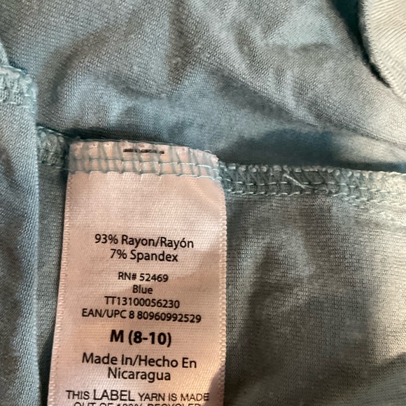 Time And Tru Womens Short Sleeve V Neck Blue Blouse Size M 8-10 - Picture 6 of 6